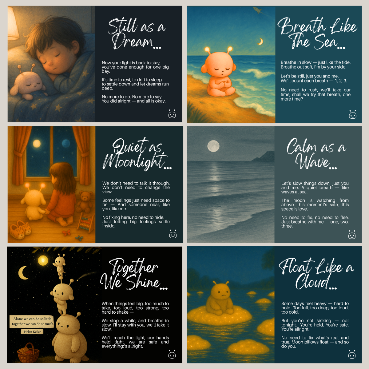 Planet Buu Co-Regulation Magnet Set – 6 Gentle Reminders for Little Big Feelings